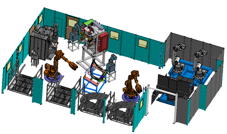 一體成形門環凸焊機方案布局