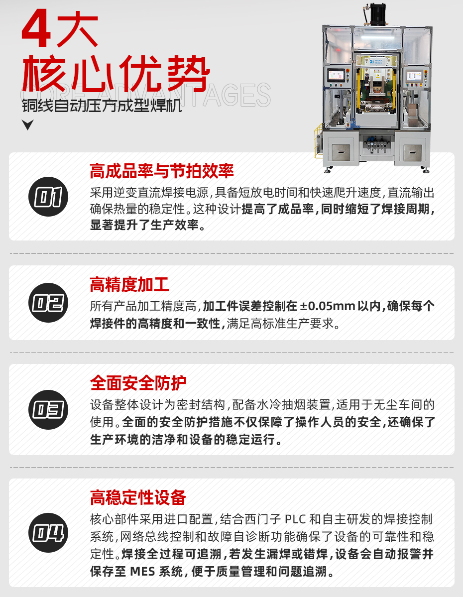 銅線自動壓方成型焊機核心優勢