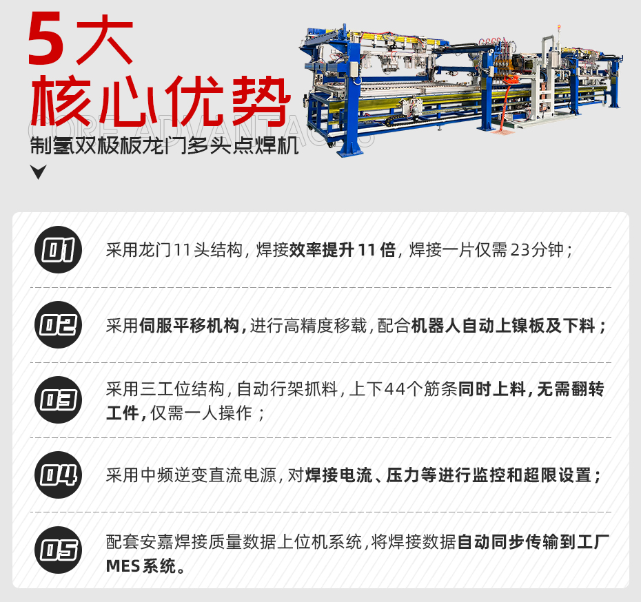 制氫雙極板龍門多頭點焊機詳情核心優勢
