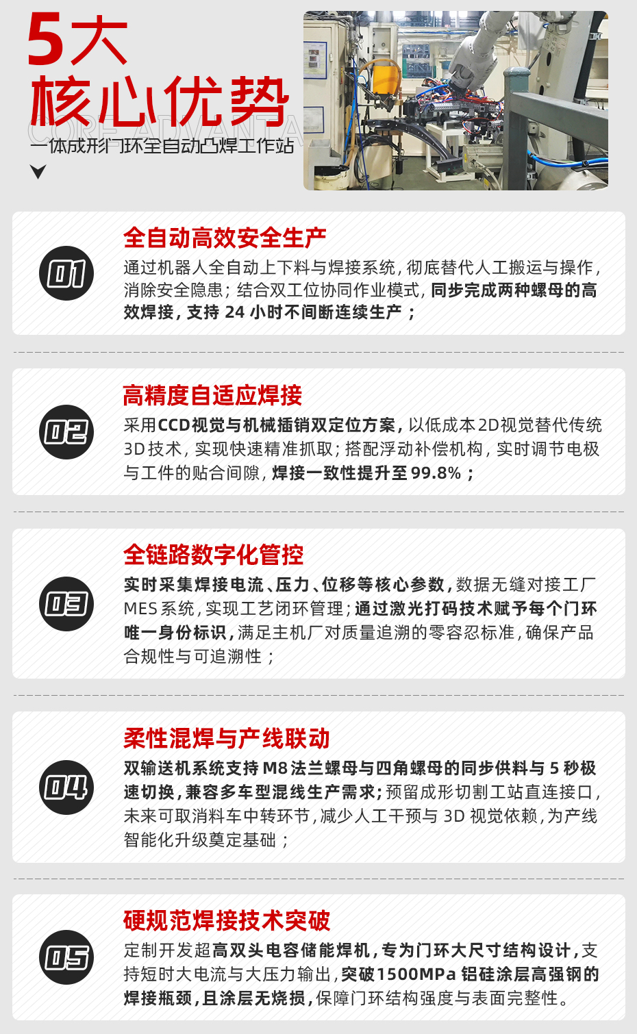 一體成形門環(huán)全自動凸焊工作站詳情核心優(yōu)勢