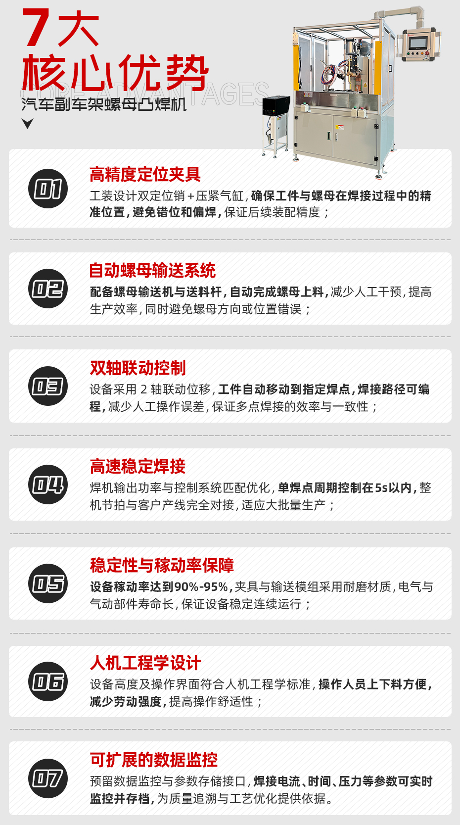 汽車副車架螺母凸焊機詳情核心優勢